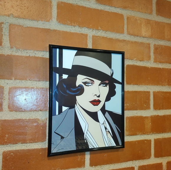 Other - Mob Wife 80's Patrick Nagel style Framed Art Print By Neon Nicho